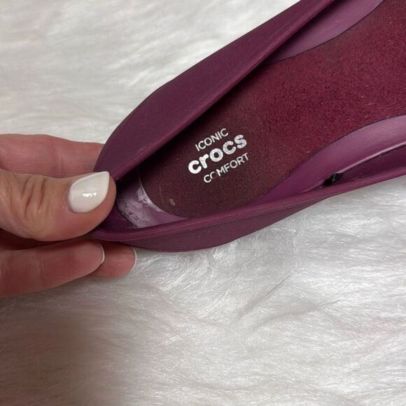 Crocs Womens Mammoth Magenta Pink Fleece Lined Pointed Toe Ballet Flats Size 9 - Picture 7 of 9